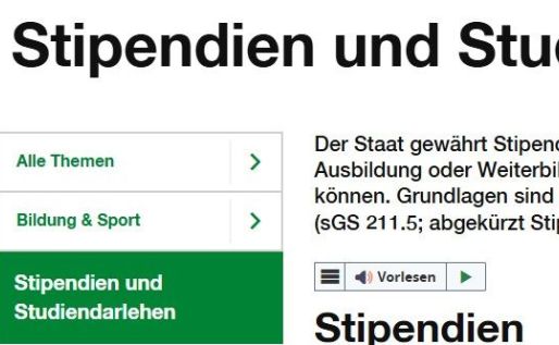 Staatliche Stipendien und Studiendarlehen